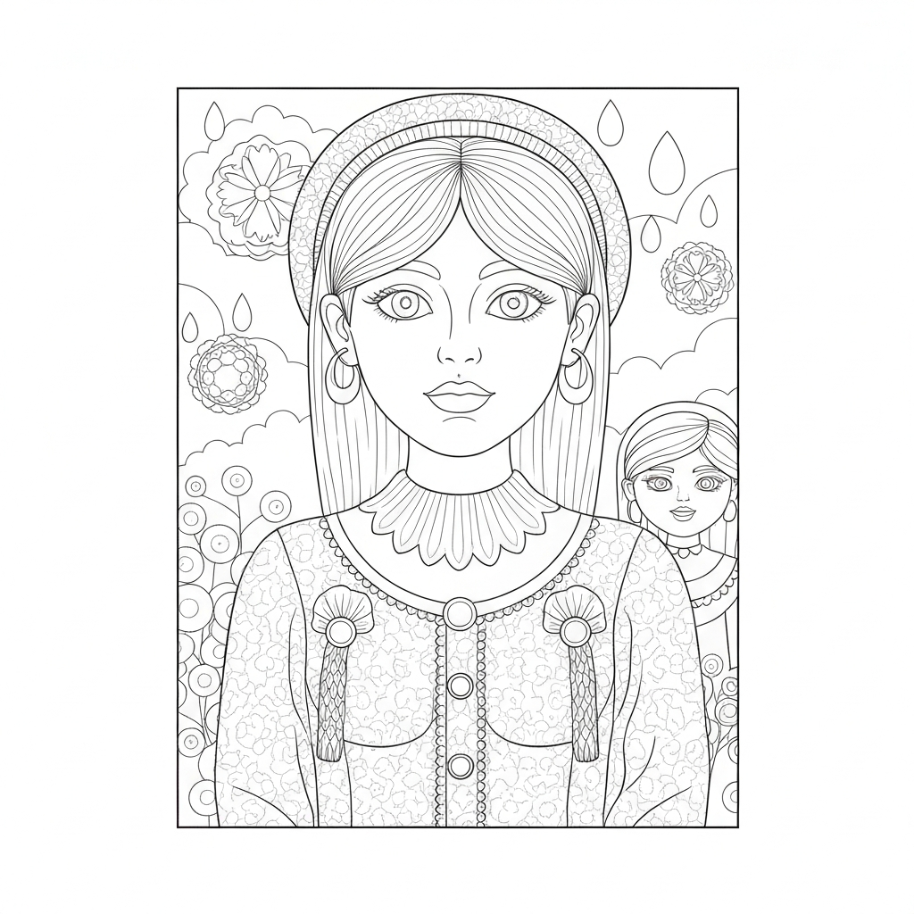 doll portrait coloring page