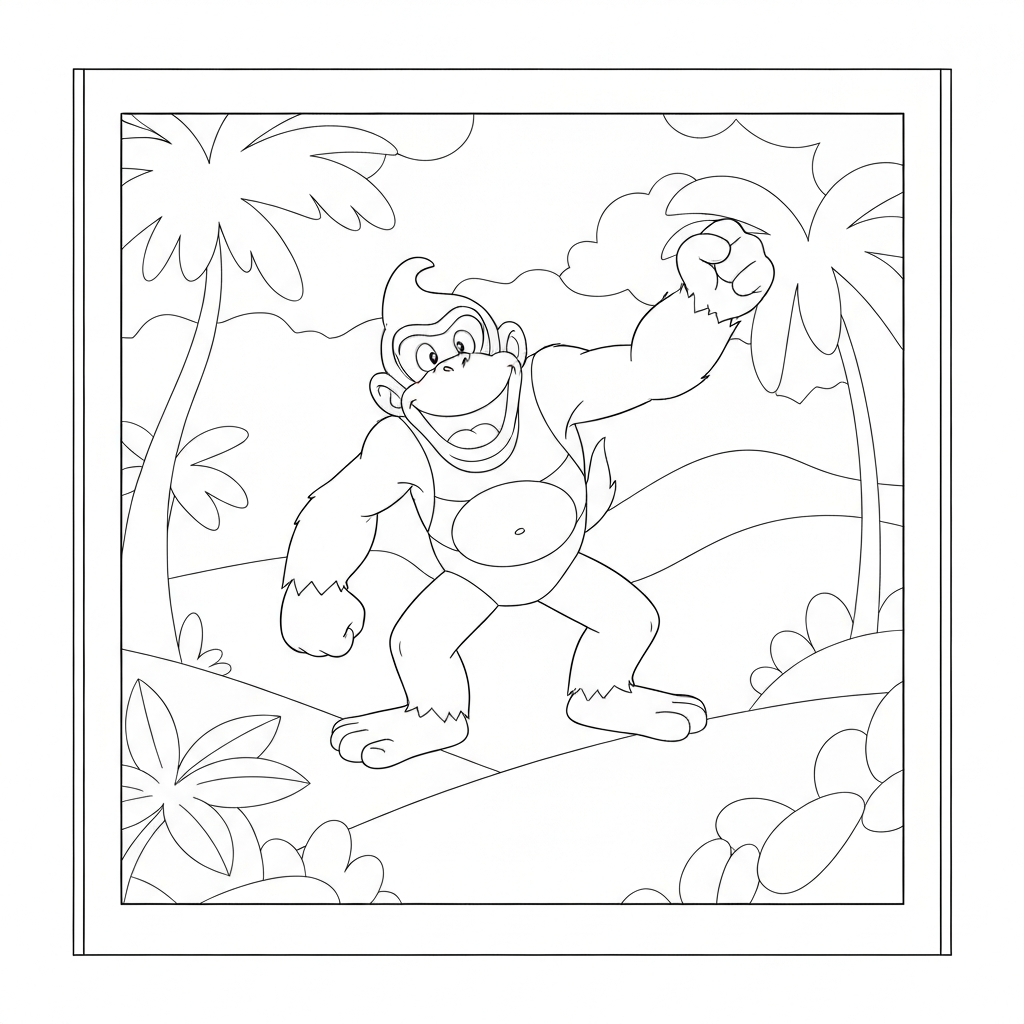 donkey kong sevimli boyama sayfası