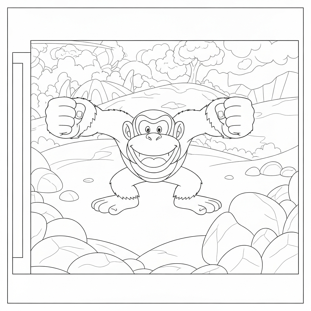 donkey kong detaylı boyama sayfası