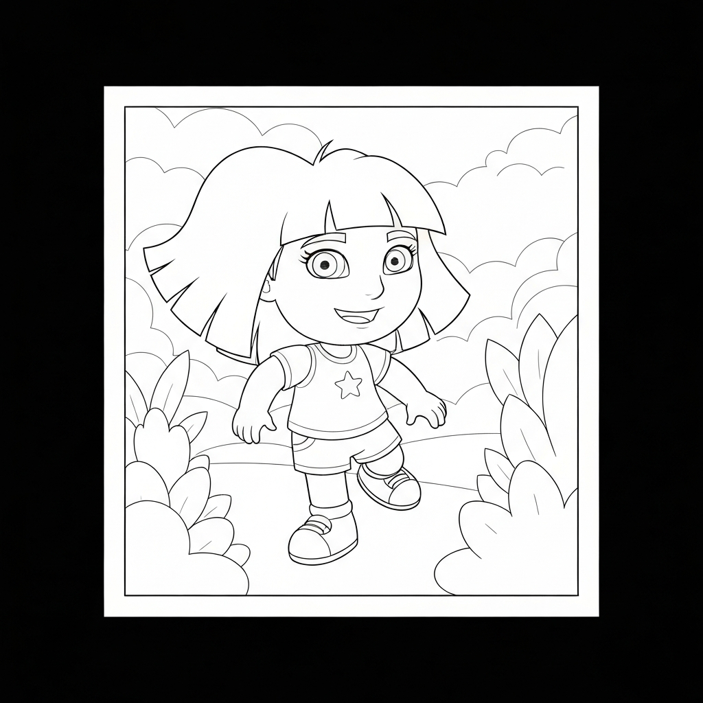 dora cartoon abstract coloring page