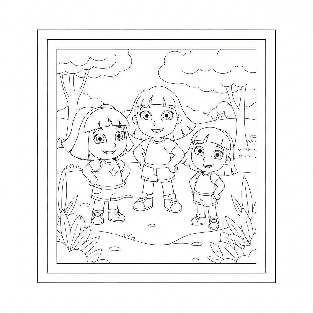 dora cartoon family coloring page