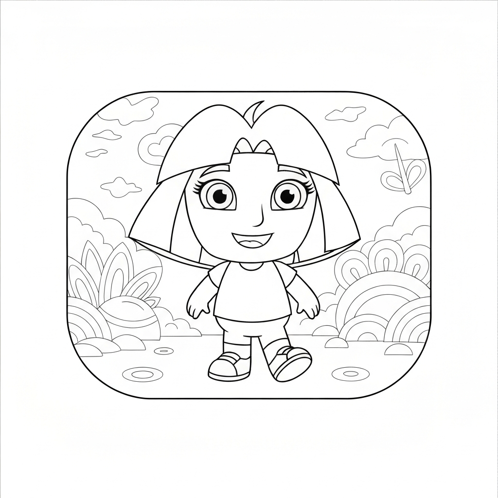 dora cartoon mandala coloring page