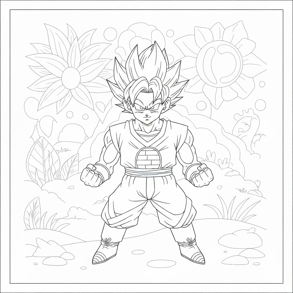 dragon ball color pages flowers coloring page