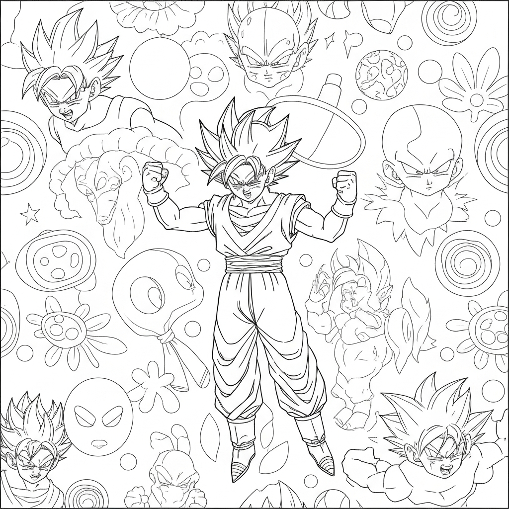 dragon ball color pages pattern coloring page