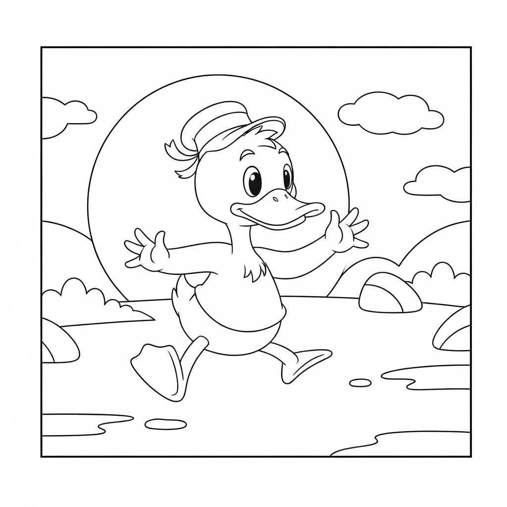 disegni da colorare anatroccolo in azione