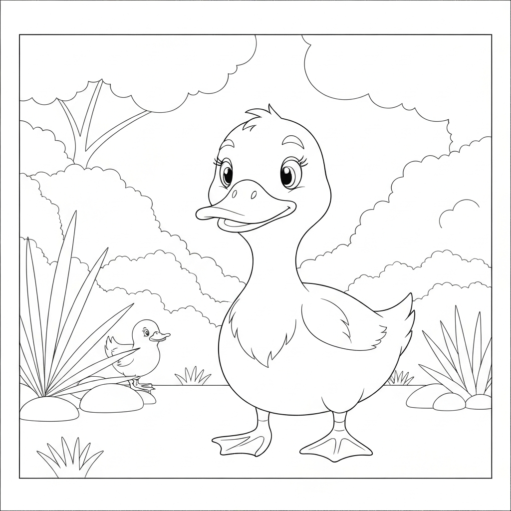 disegni da colorare anatroccolo carino