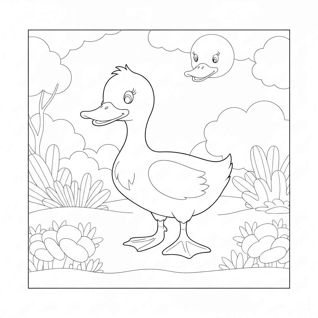disegni da colorare anatroccolo decorativo
