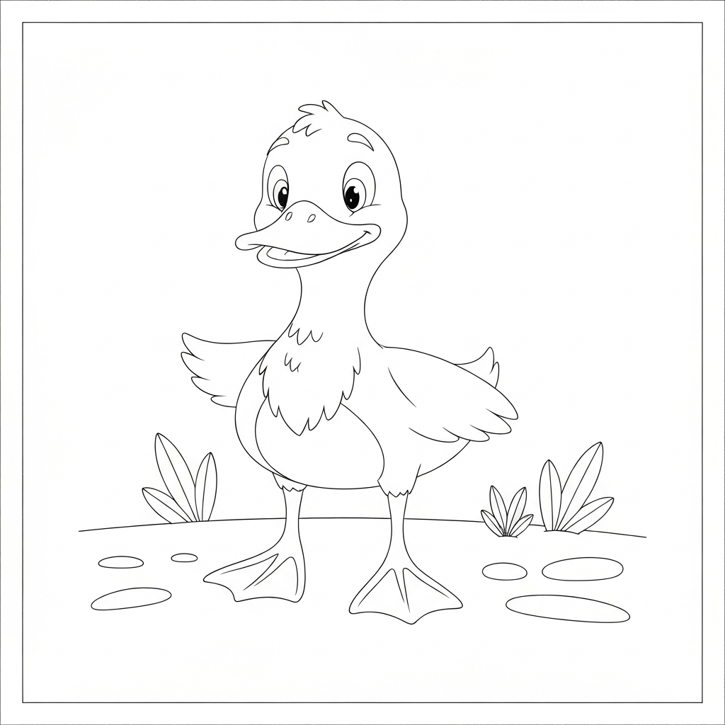 disegni da colorare anatroccolo dettagliato