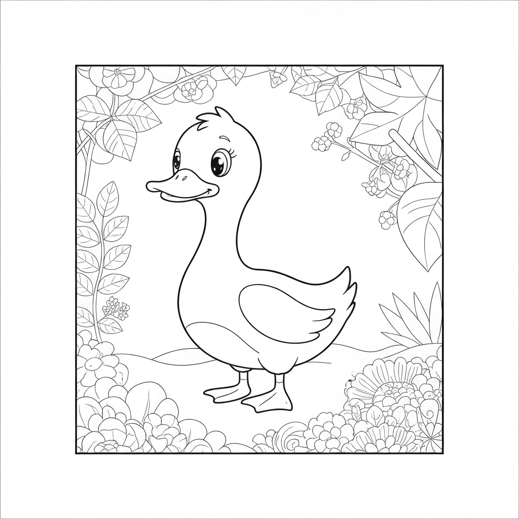 disegni da colorare anatroccolo con fiori