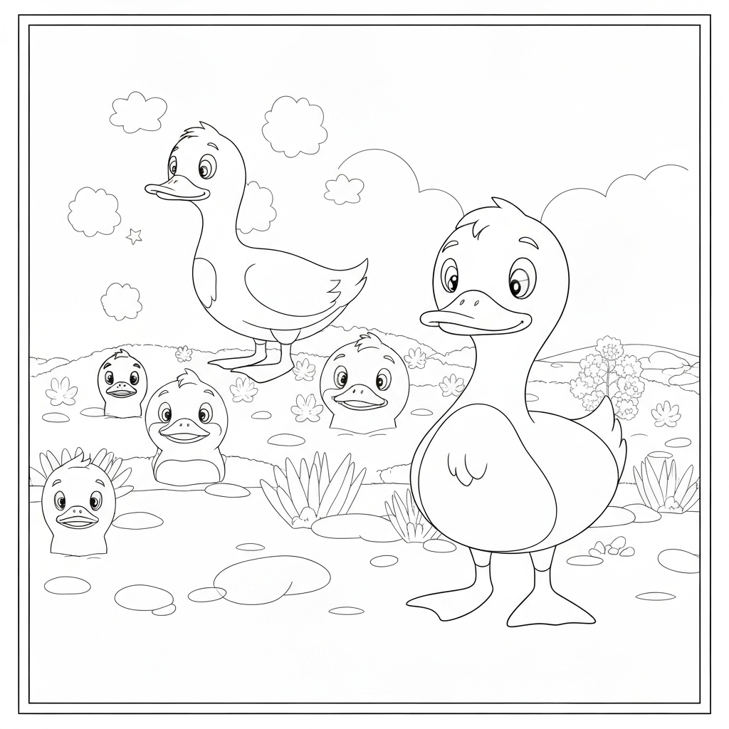 disegni da colorare anatroccolo con motivi