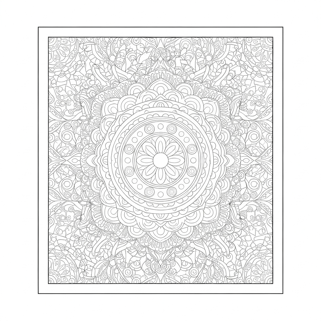easy mandala abstract coloring page
