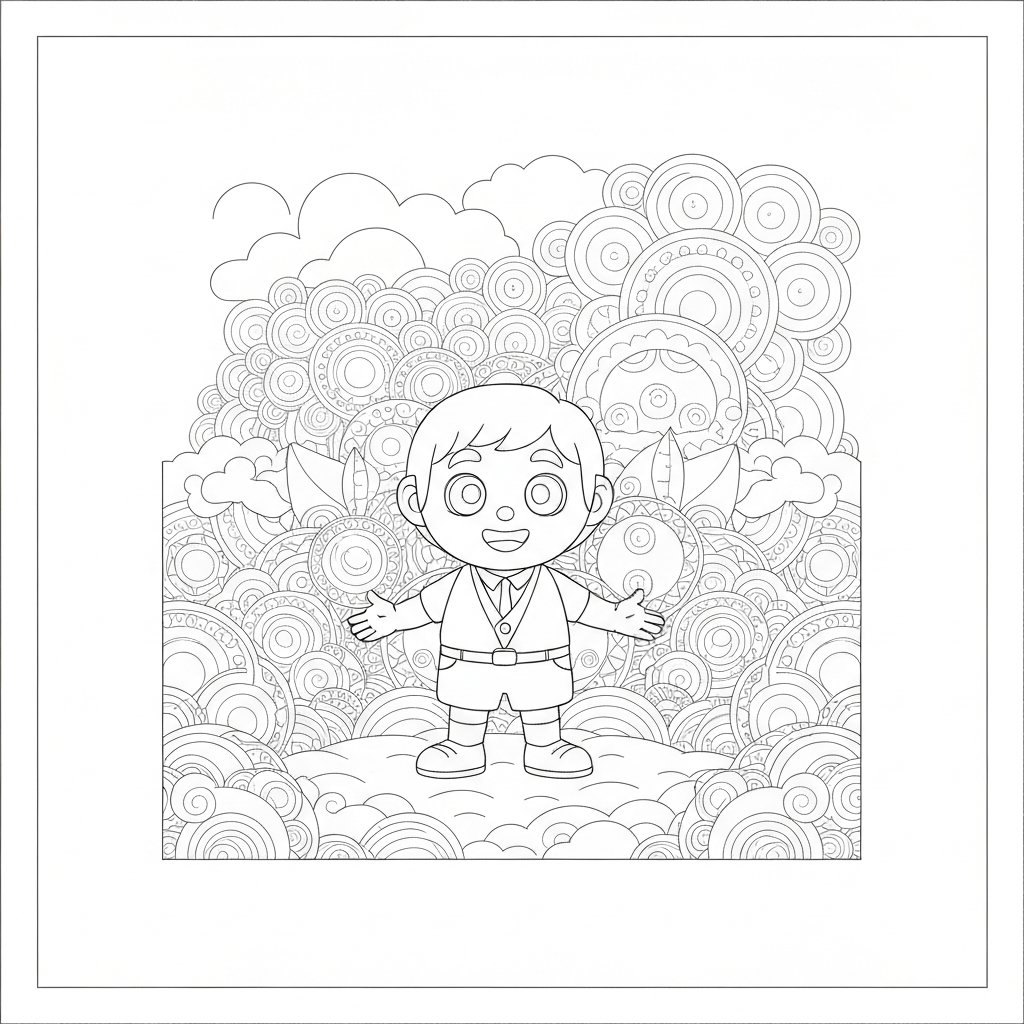 easy mandala cartoon coloring page