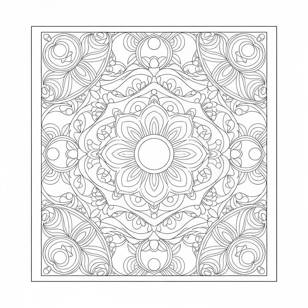 easy mandala pattern coloring page
