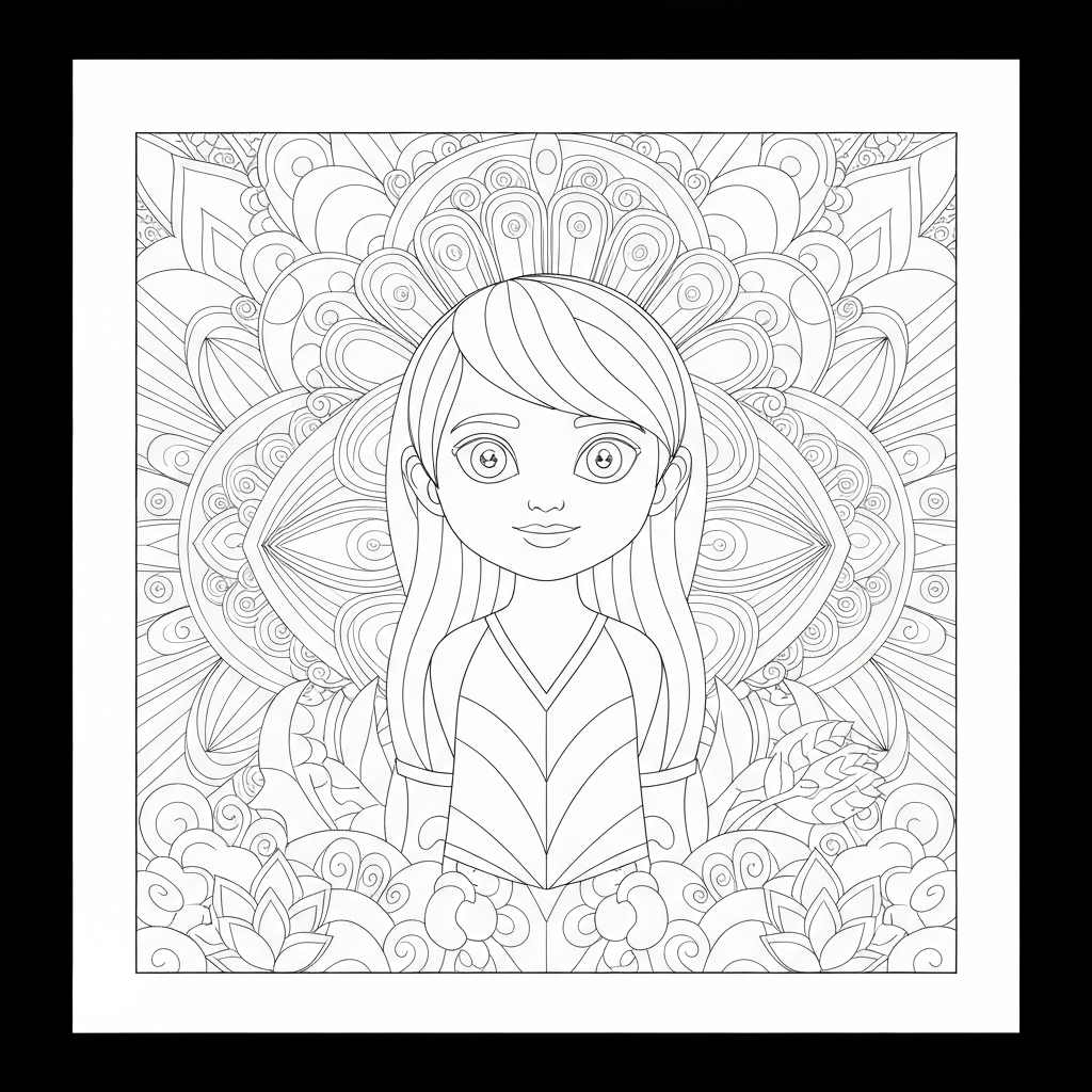 easy mandala portrait coloring page