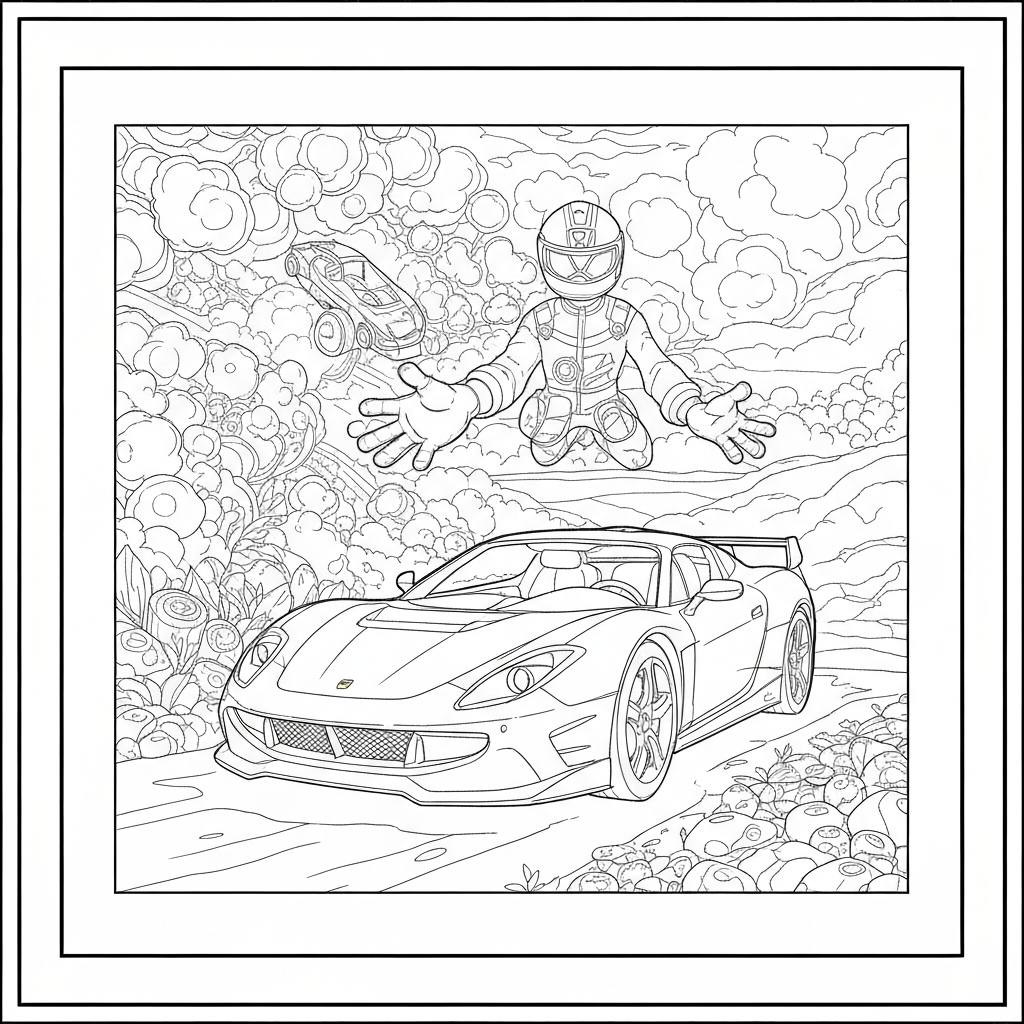ferrari action coloring page
