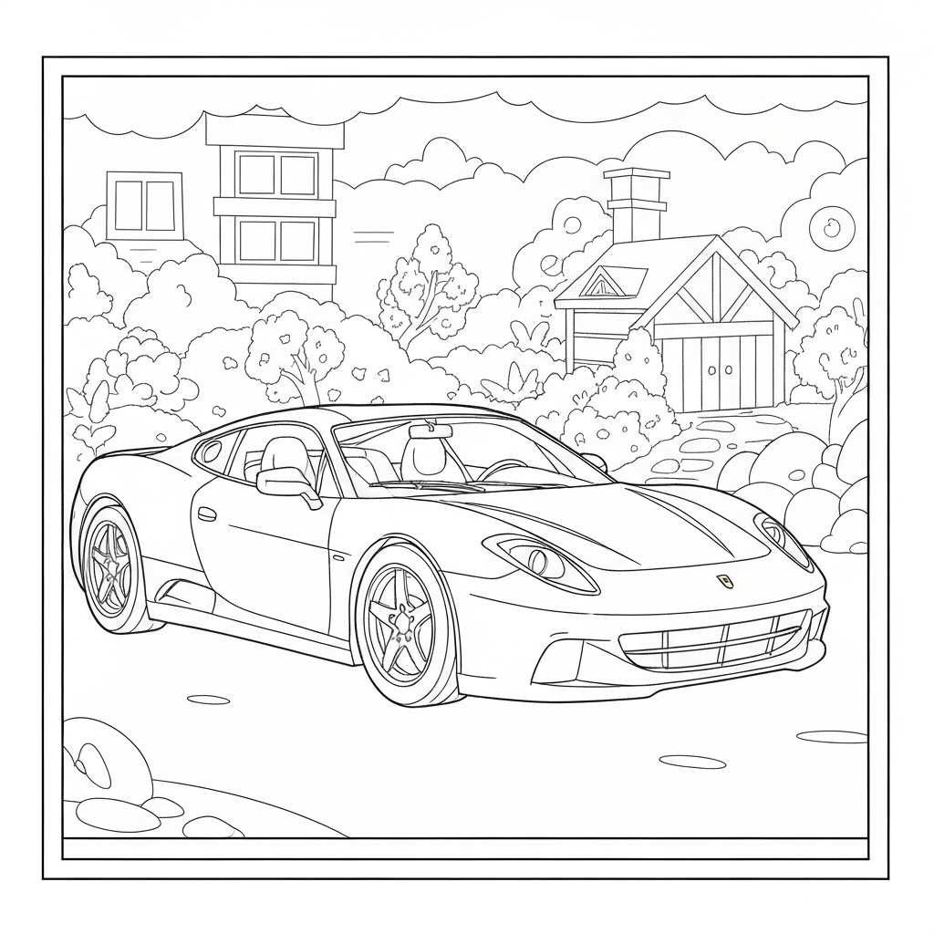 ferrari cartoon coloring page