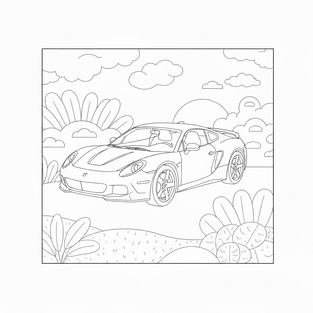 ferrari educational coloring page