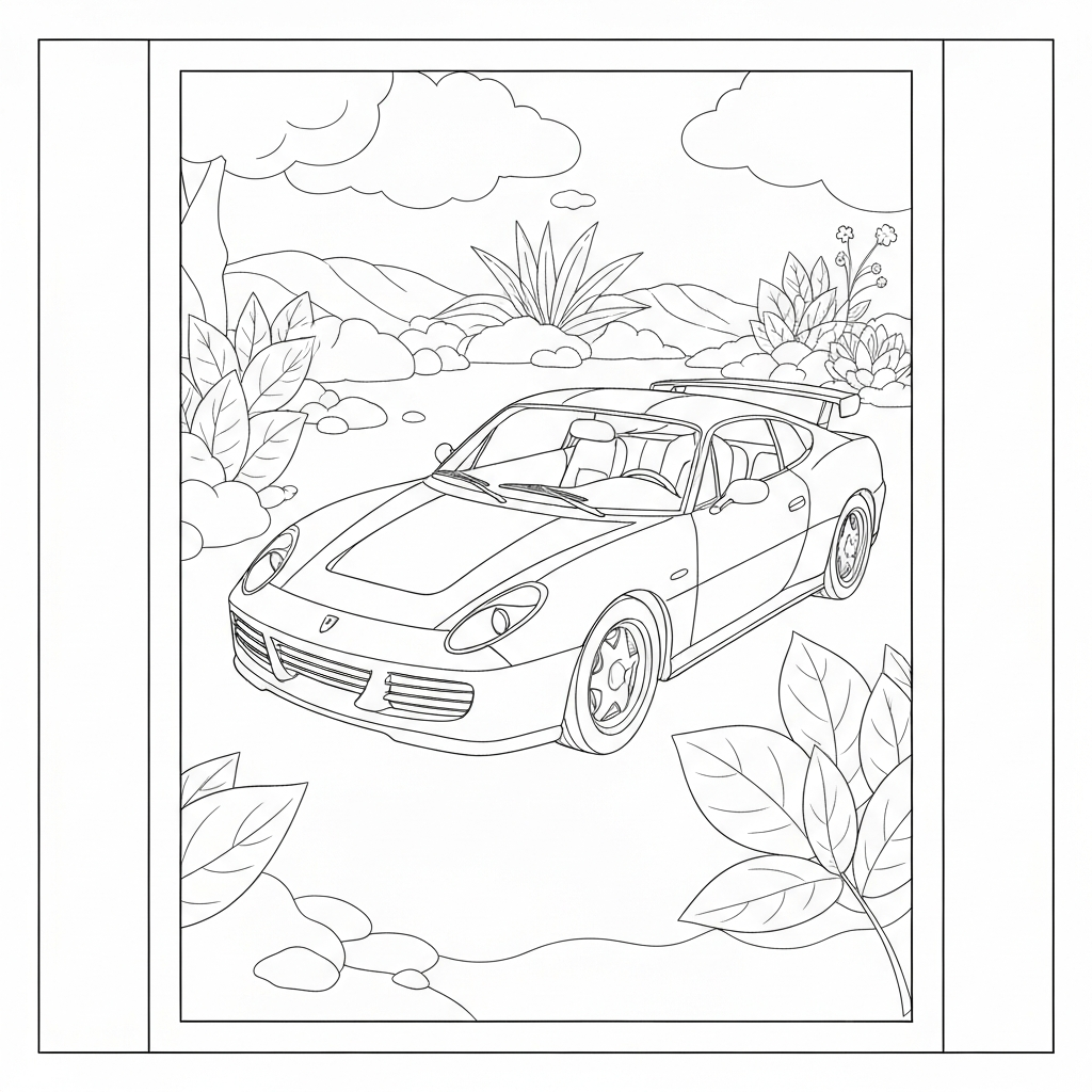 ferrari flowers coloring page