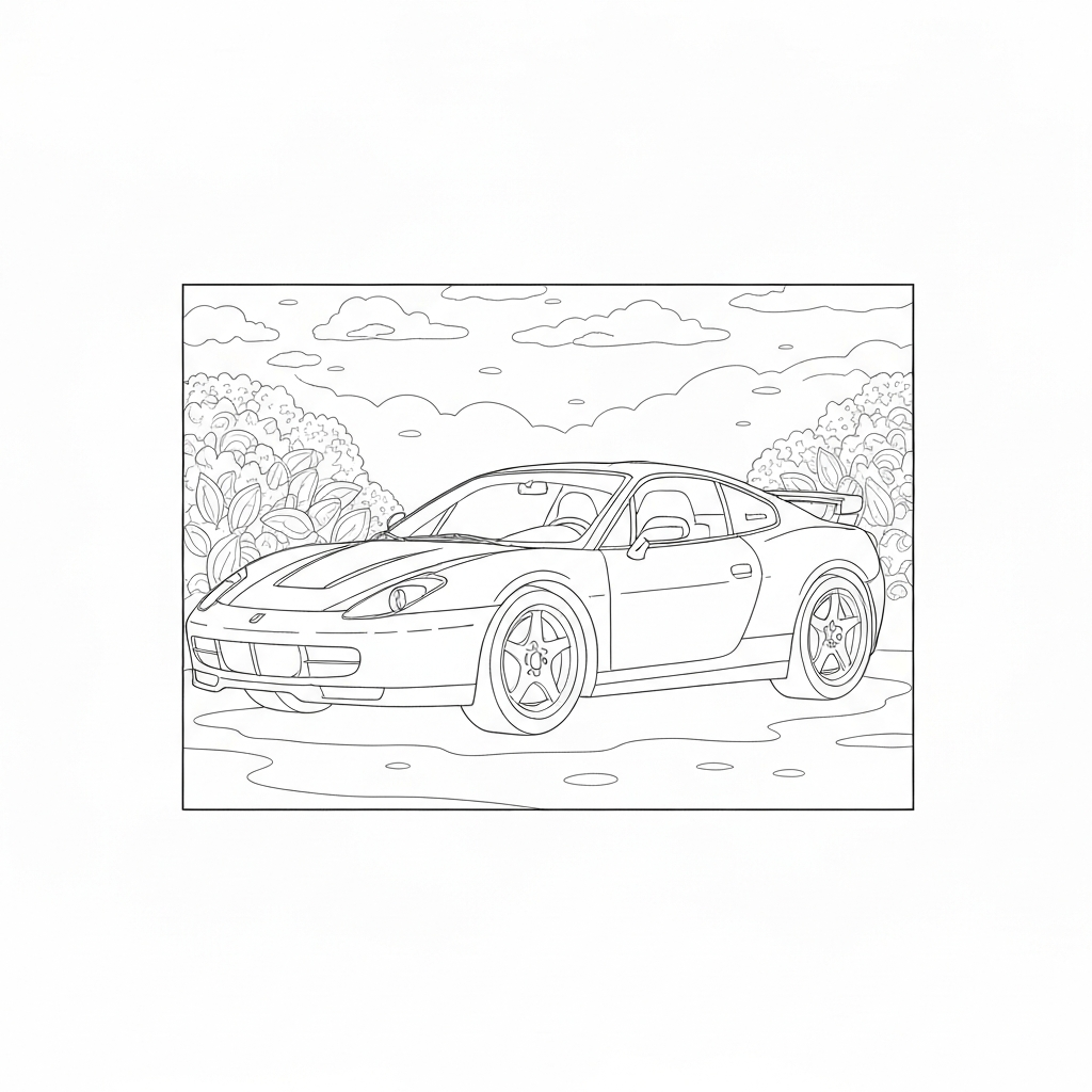 ferrari portrait coloring page