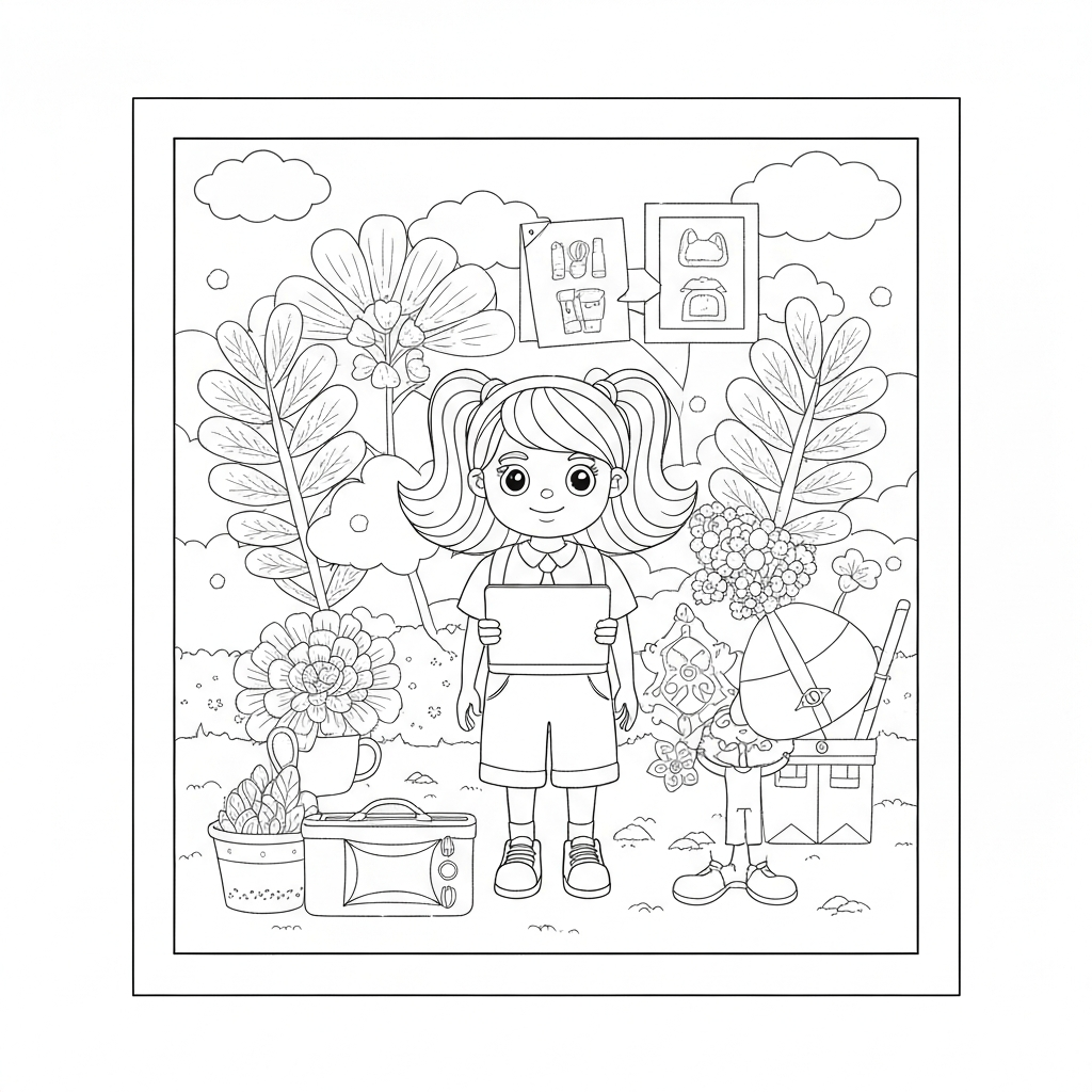 first day of school flowers coloring page