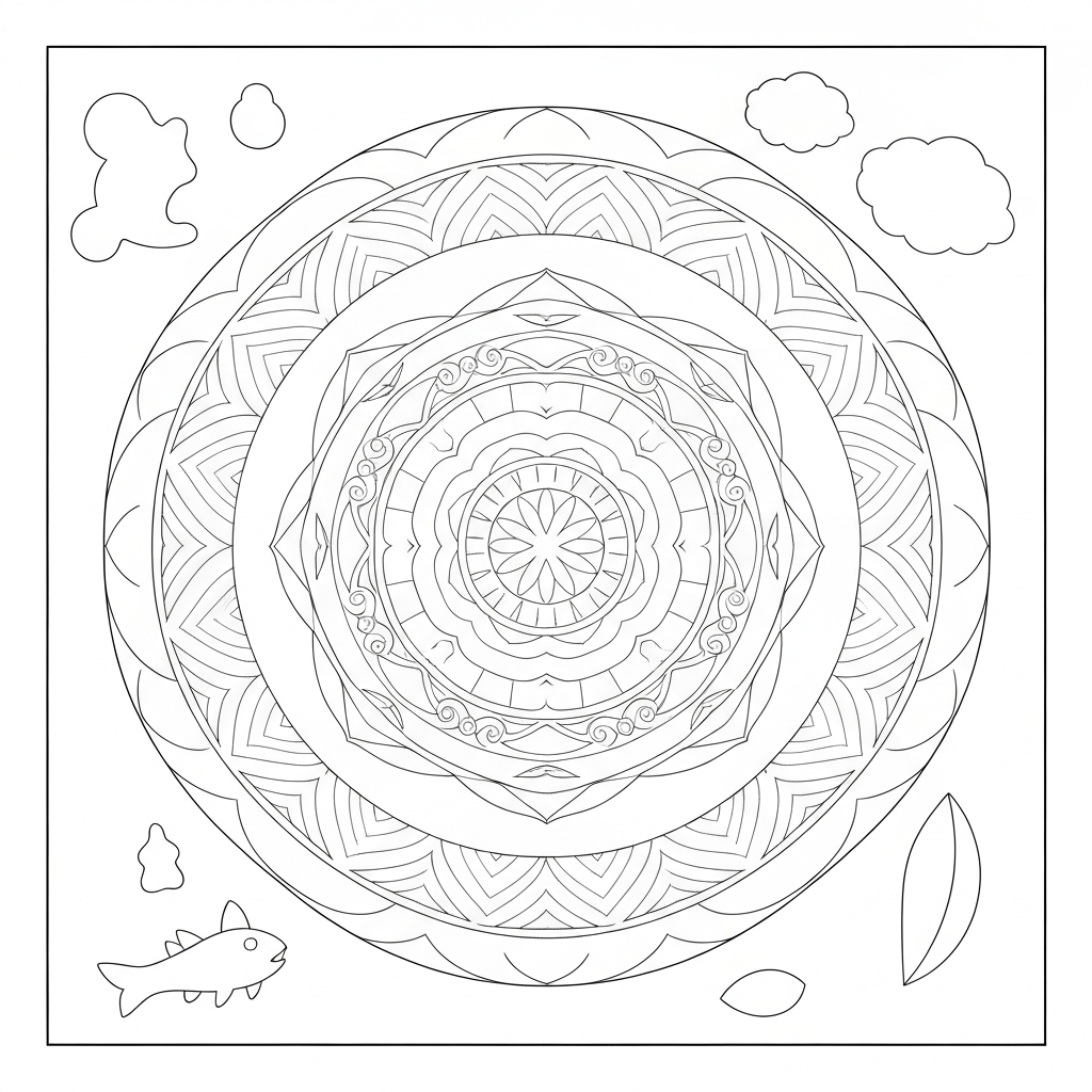 fishing mandala coloring page