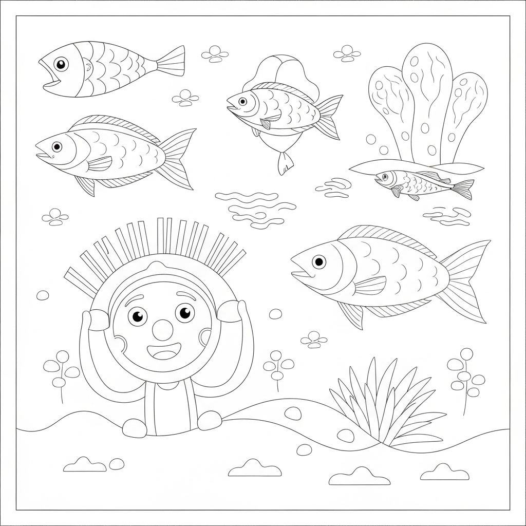 fishing pattern coloring page