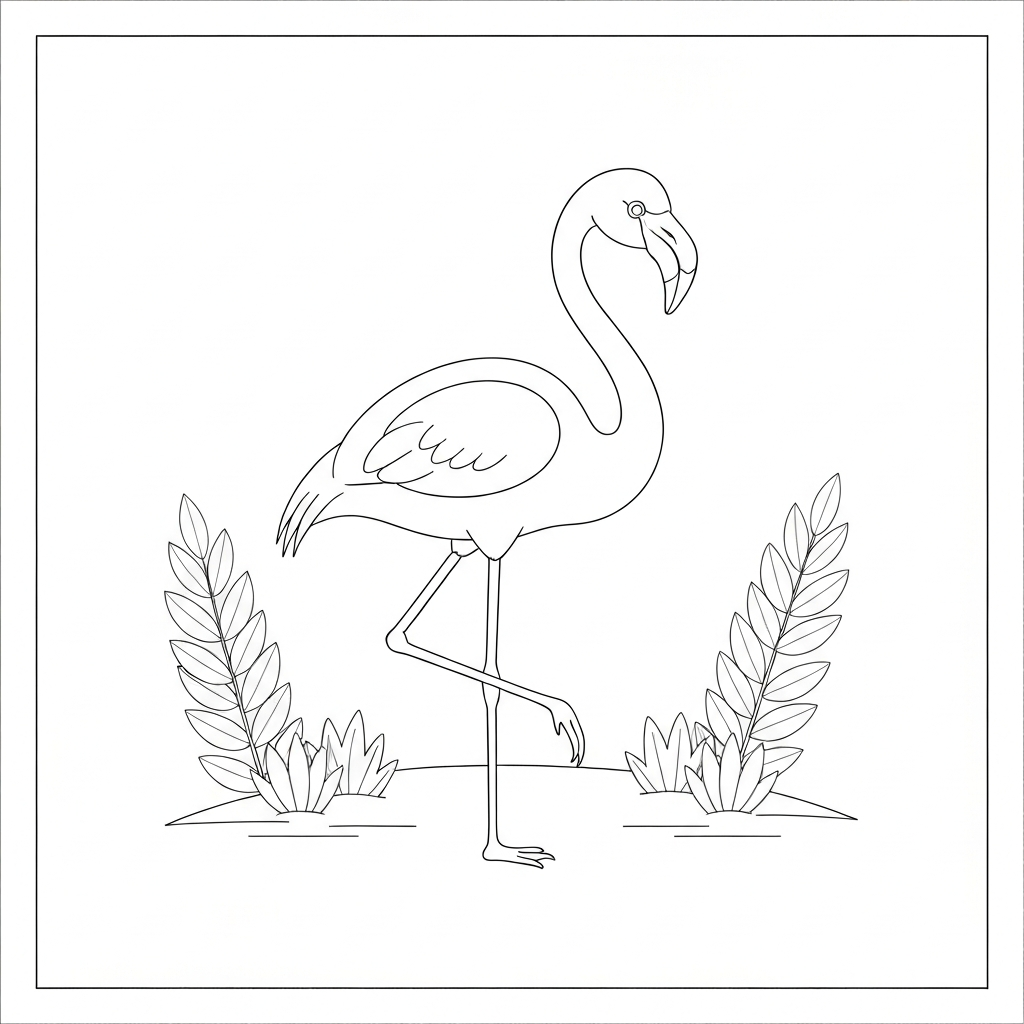 flamingo detailed coloring page