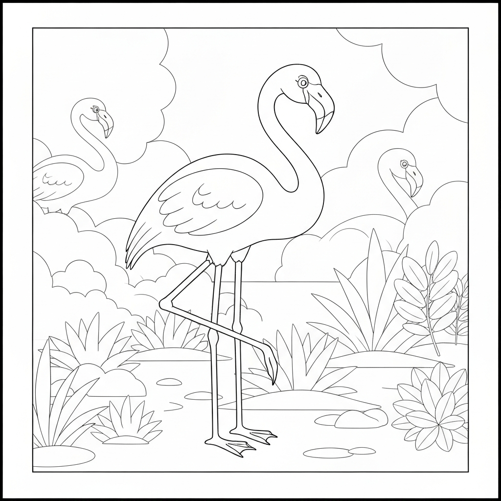 flamingo educational coloring page