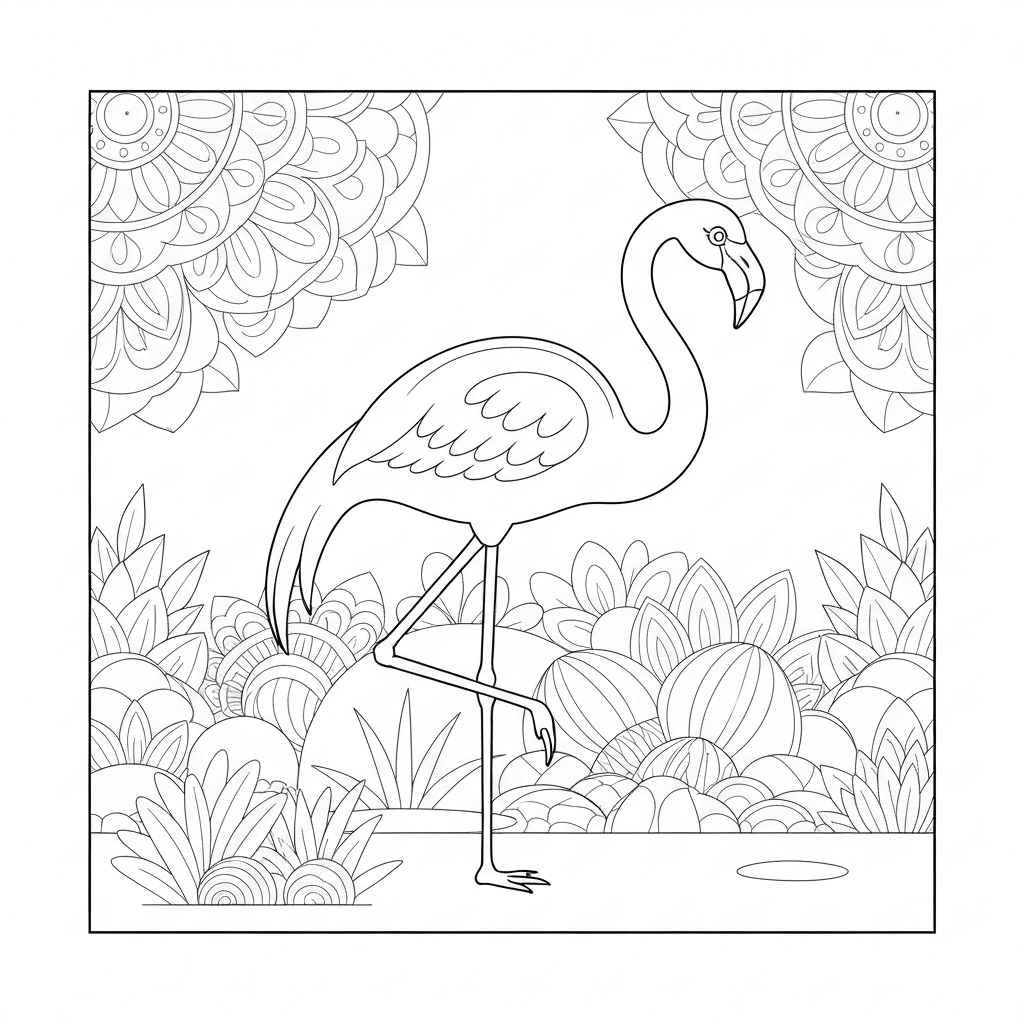 flamingo mandala coloring page