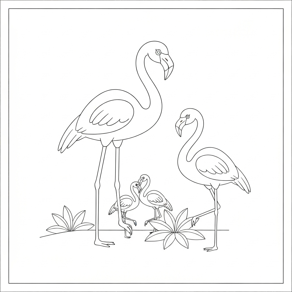 flamingo pattern coloring page