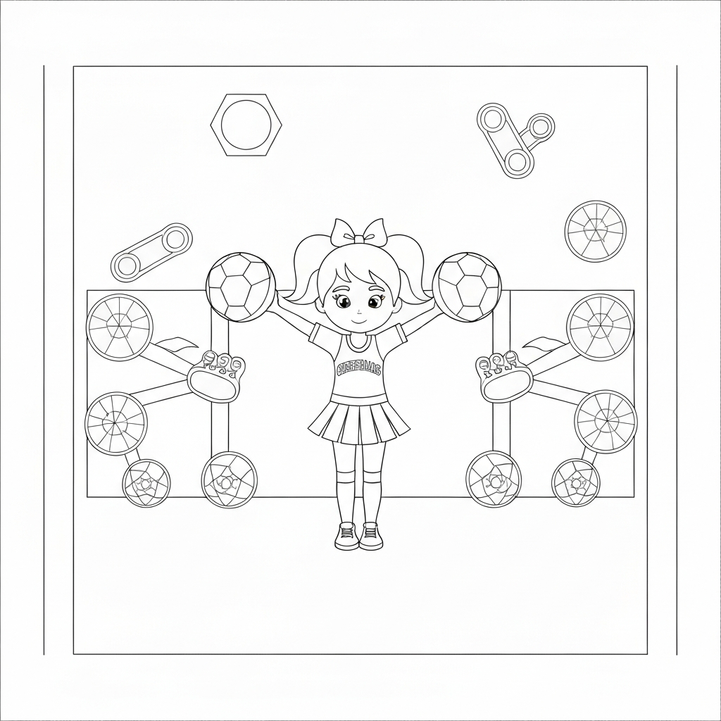 for cheerleading cartoon coloring page