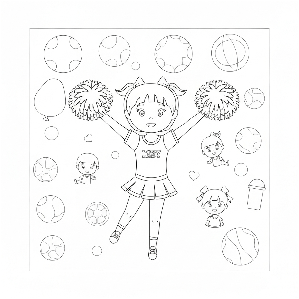 for cheerleading cute coloring page