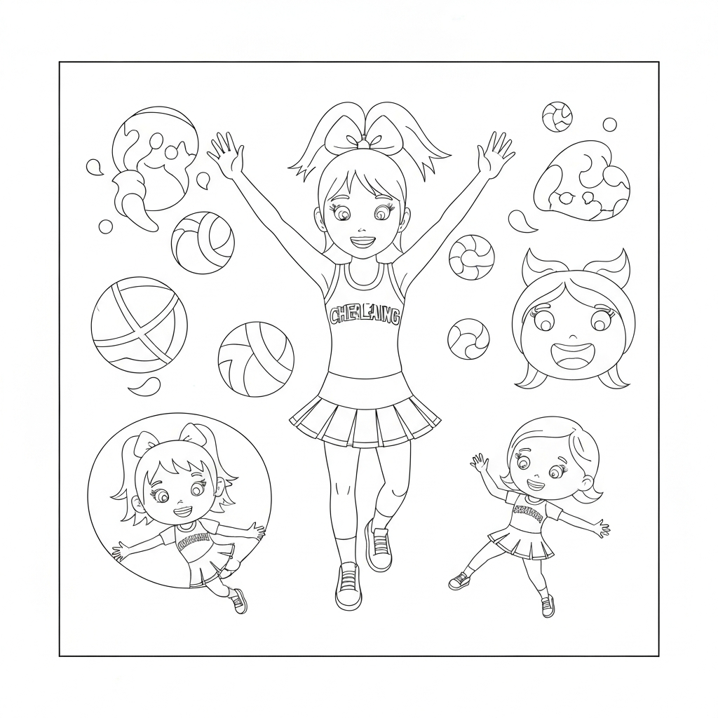 for cheerleading detailed coloring page