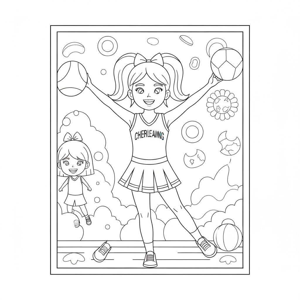 for cheerleading easy coloring page