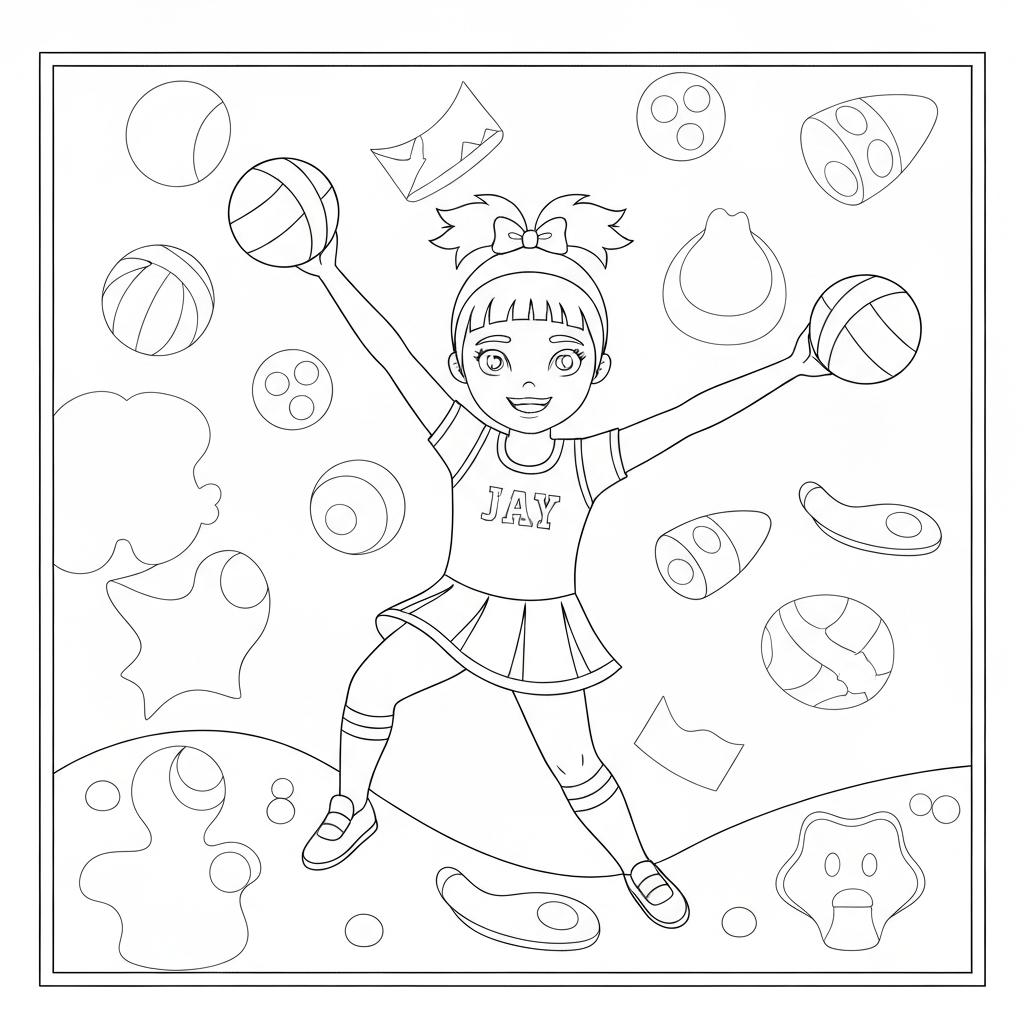 for cheerleading educational coloring page