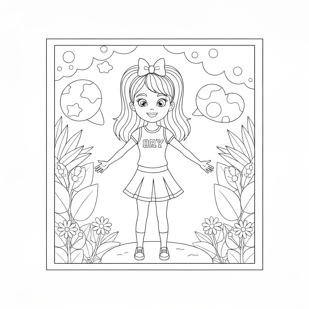 for cheerleading flowers coloring page