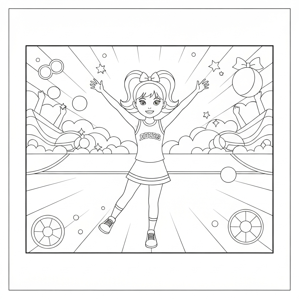 for cheerleading portrait coloring page