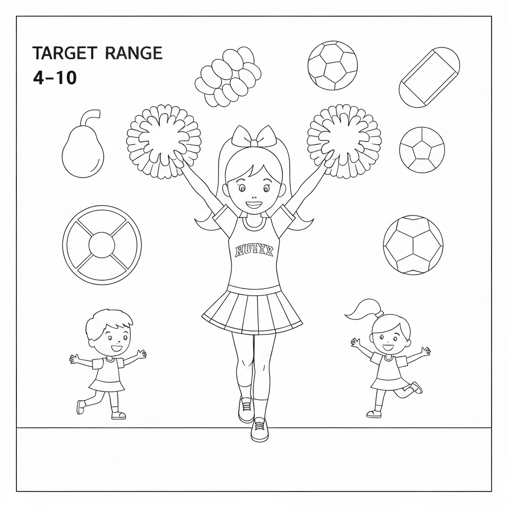 for cheerleading simple coloring page