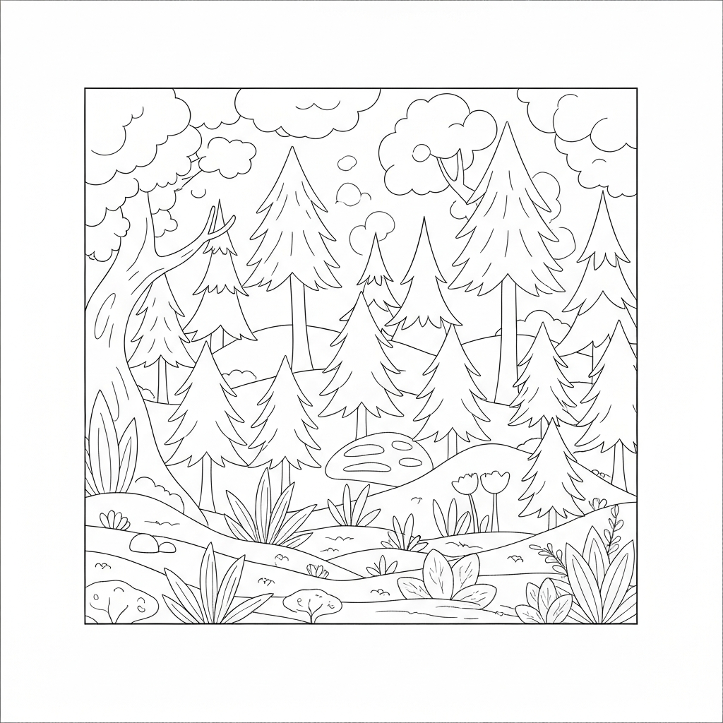 forest abstract coloring page