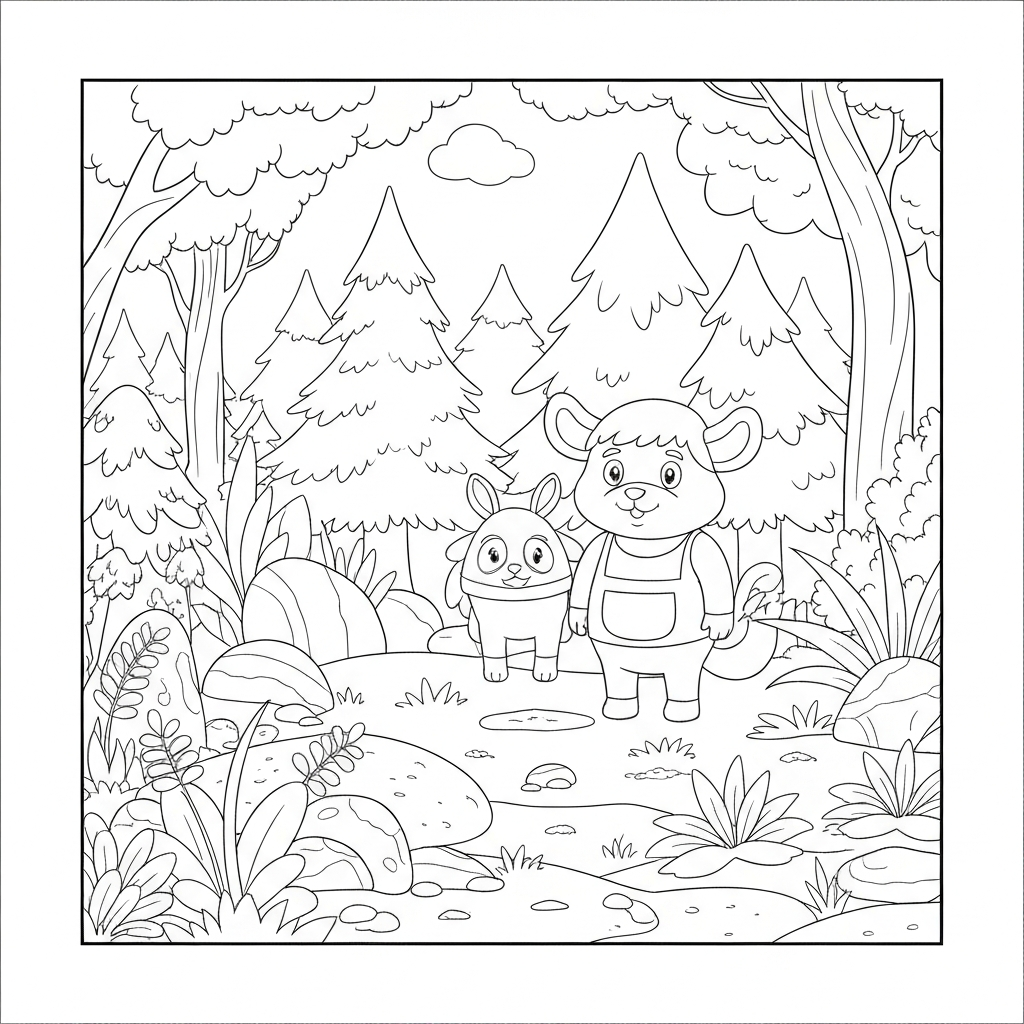 forest cartoon coloring page