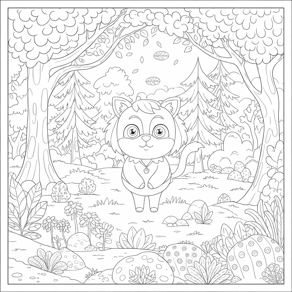 forest decorative coloring page