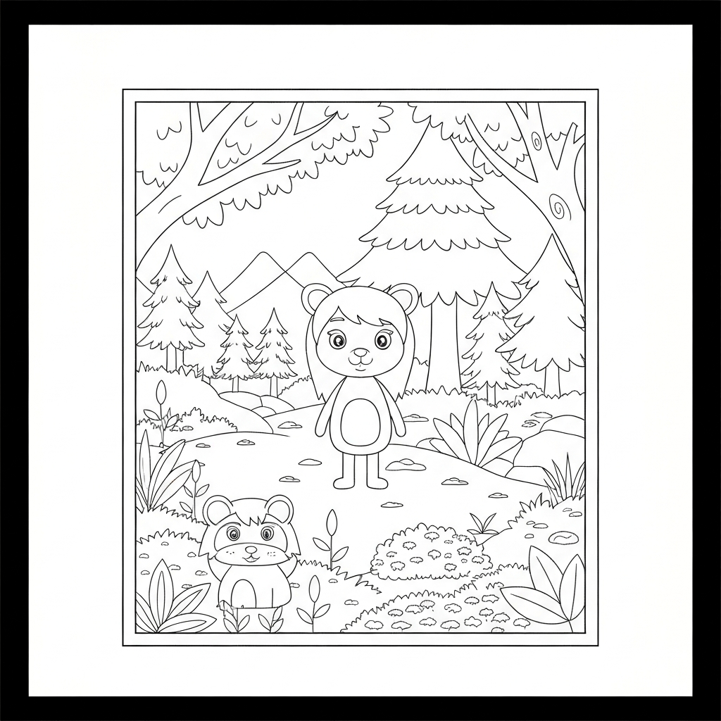 forest easy coloring page