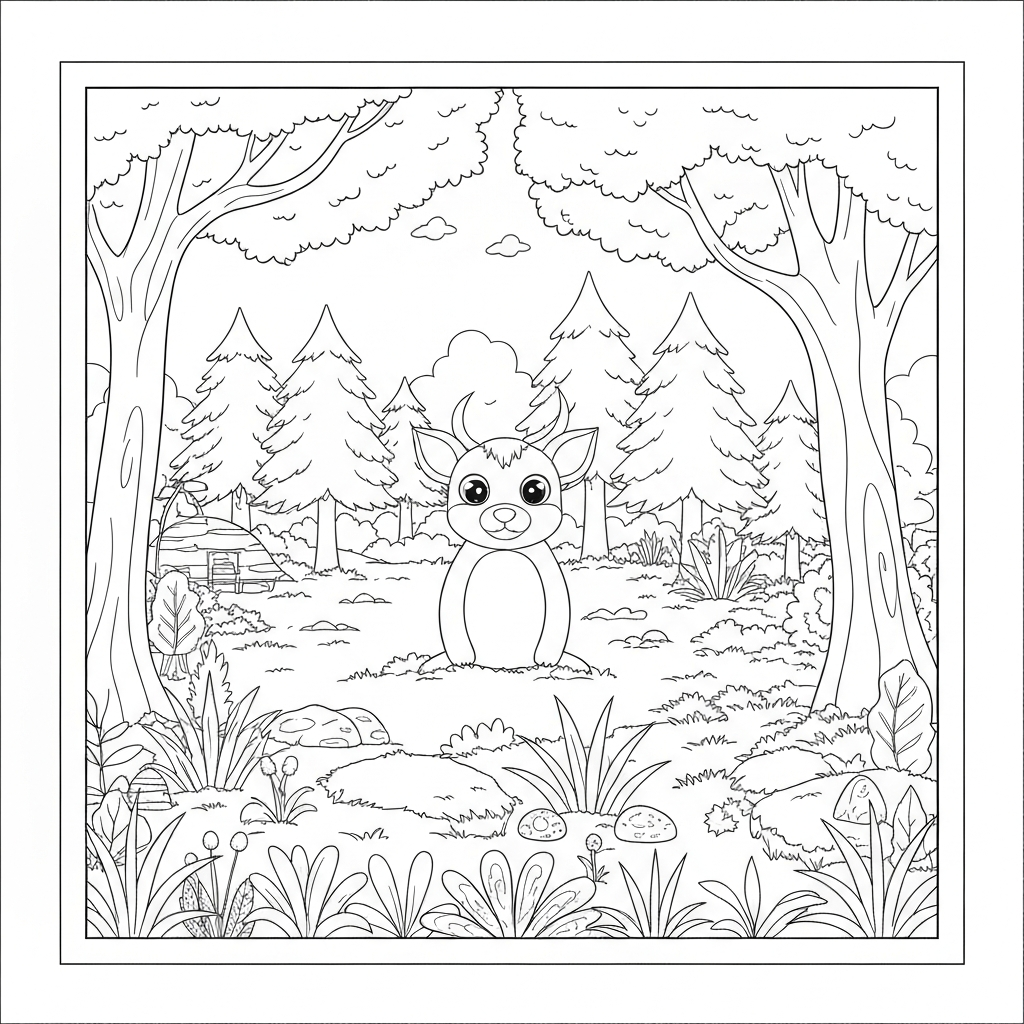 forest educational coloring page