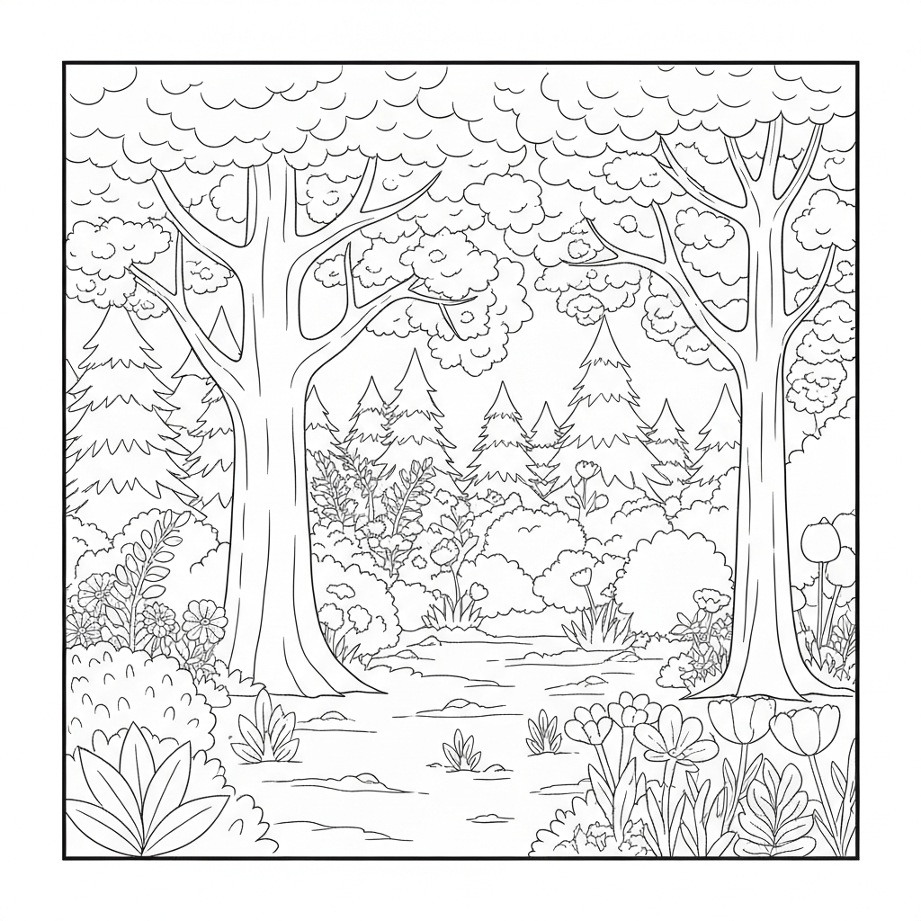 forest flowers coloring page