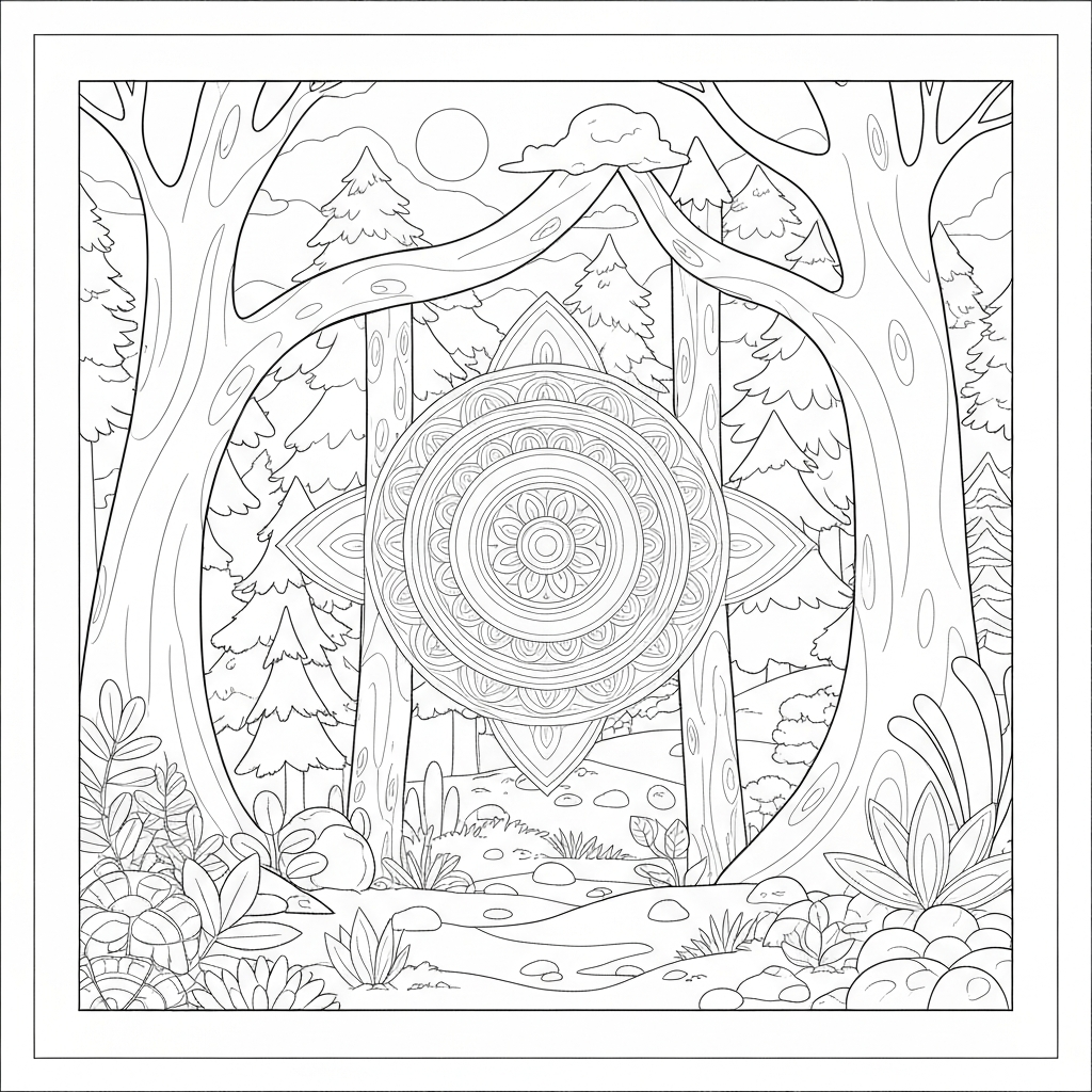 forest mandala coloring page