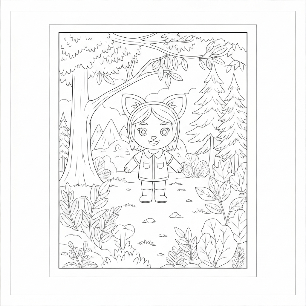 forest portrait coloring page