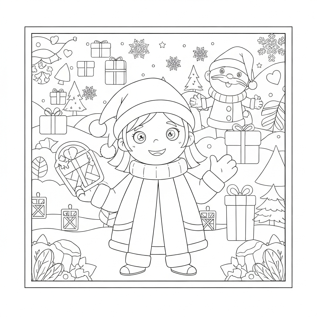 free christmas  for adults portrait coloring page