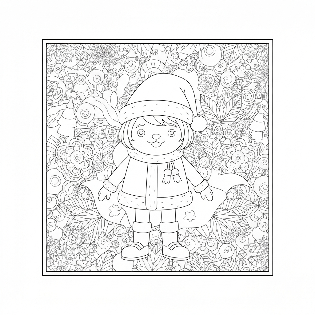 free  printable christmas flowers coloring page