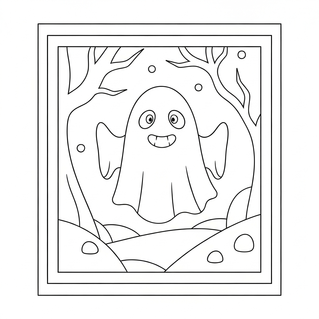 ghost spider cute coloring page