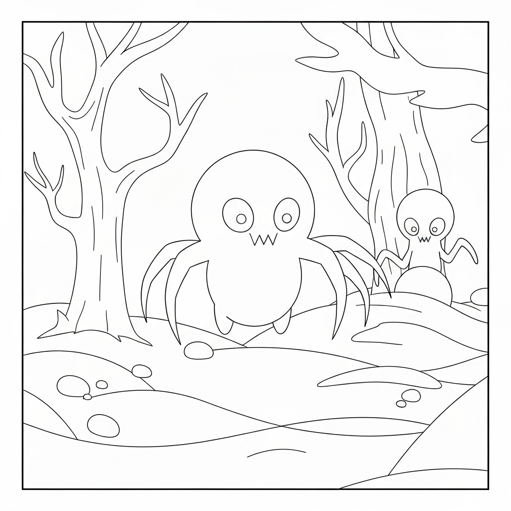 ghost spider easy coloring page
